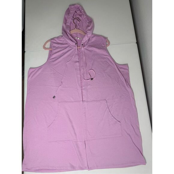 Cyrus Women's Sleeveless Open Front Cardigan Hooded w/Pockets Plus Size 2X Pink - Picture 5 of 9